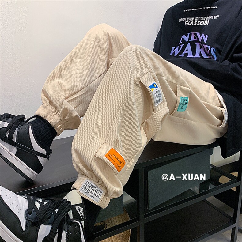九分束脚裤华夫格裤子男2024春季新款小众潮流K4053-P55控68图片