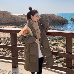 立领羽绒服女中长款2023年冬季新款经典时尚气质百搭连帽保暖外套图片