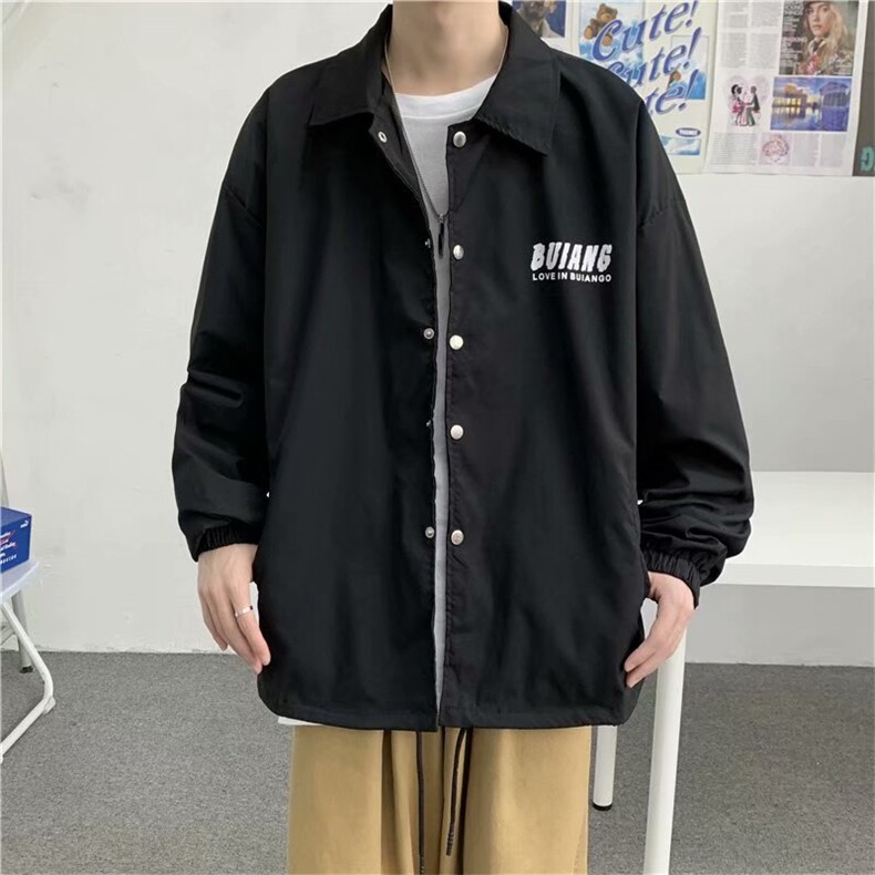 笑脸印花夹克2021秋ins潮流新款开衫运动翻领休闲外套JK1031-P40,男装夹克,星座1008