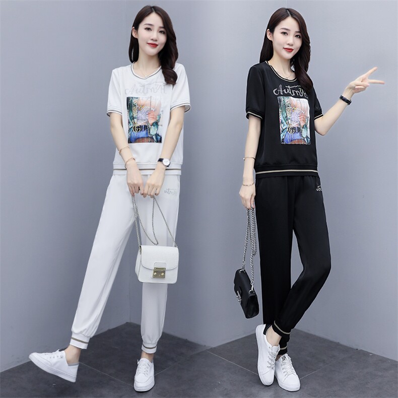 运动套装女夏2024新款潮牌时尚女款醋酸哈伦裤休闲两件套洋气时髦图片