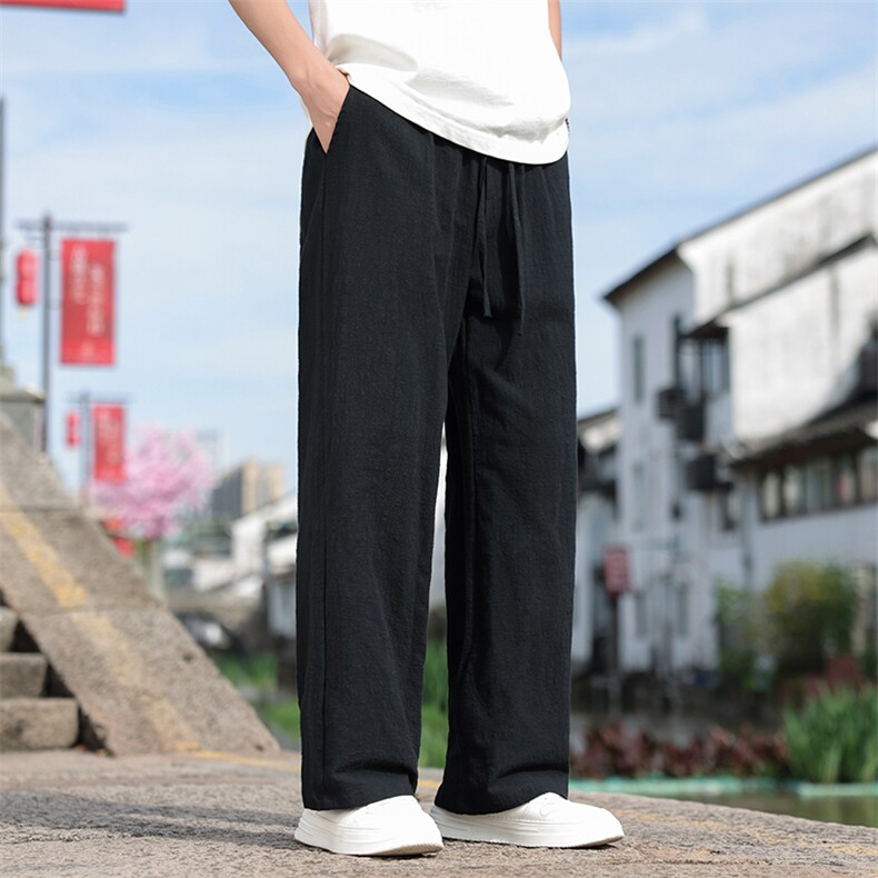夏季亚麻透气休闲裤男风2025新款休闲百搭直筒裤2412-P55,男装休闲裤,电商A008