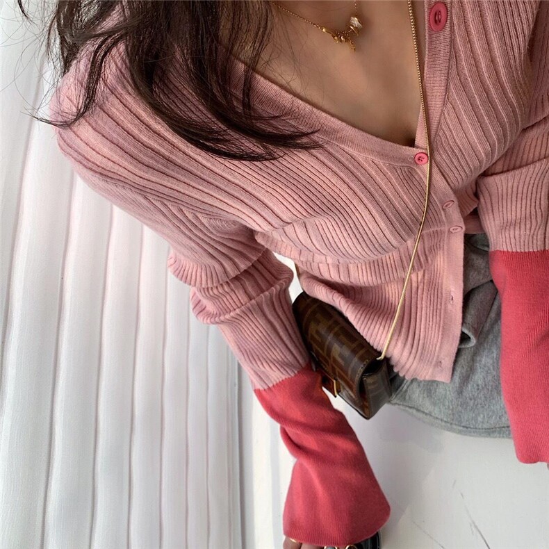 V领拼色针织，其它，XTZ style