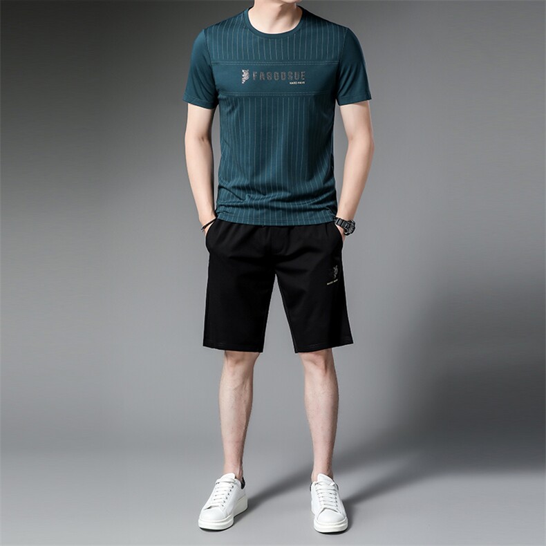 2023夏季新款polo男士冰丝休闲套装宽松百搭中年短袖短裤两件套,男装休闲套装,电商B212（原钱塘6029）