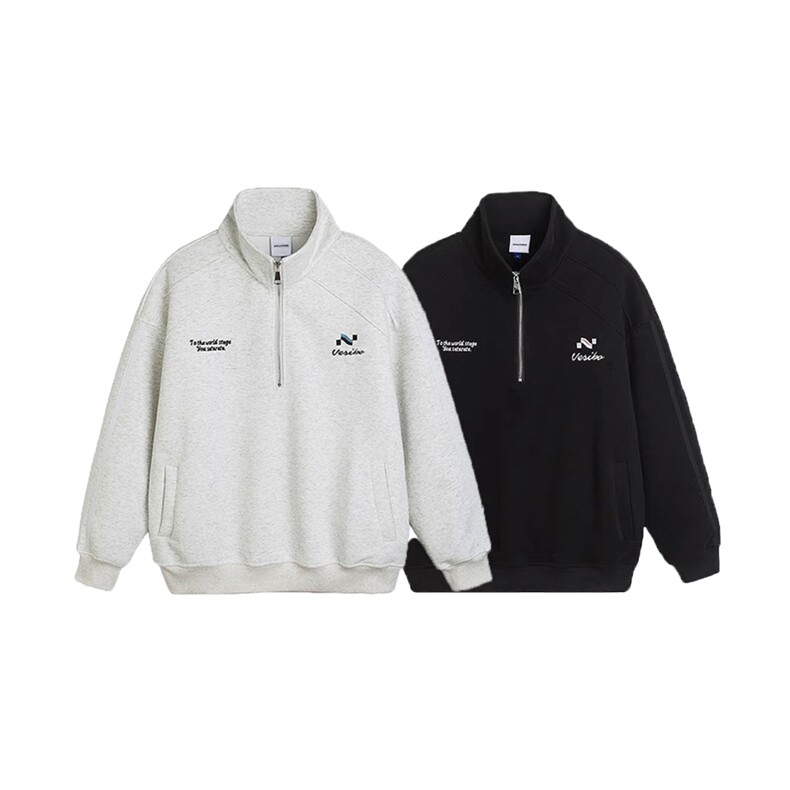 特P63-XX35-现货美式半拉链卫衣刺绣polo杉慵懒风情侣外套，女装短外套，星座618B-1