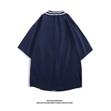 白底平铺棒球领短袖衬衫春款男港风潮流C1244P33，男装衬衫，星座1116-2