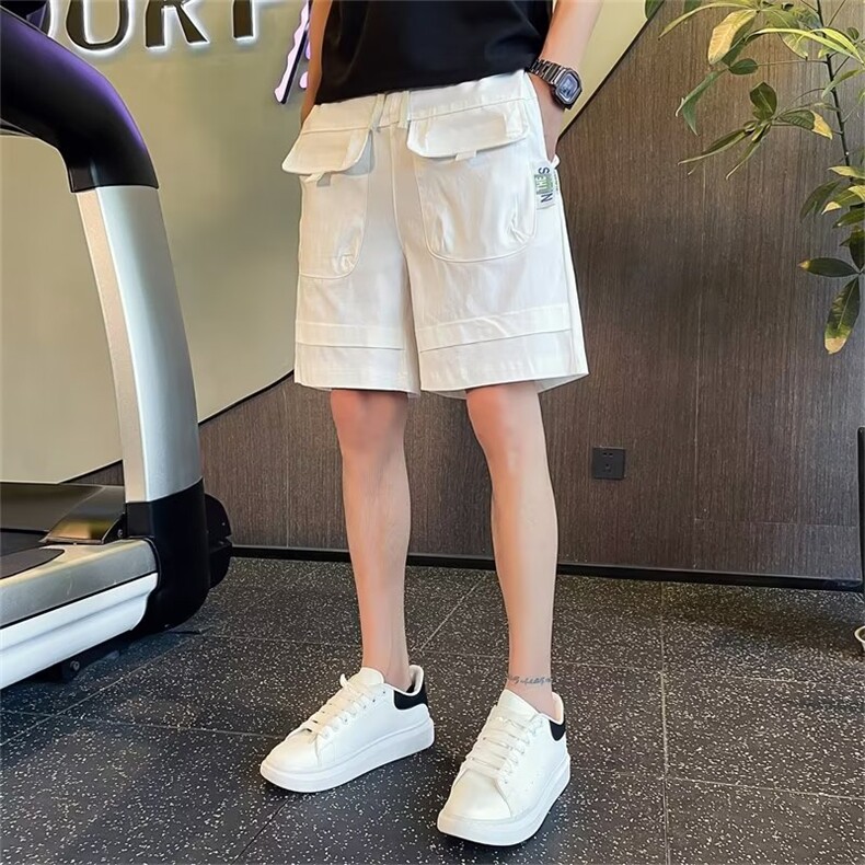 夏季速干薄款五分裤2023男士宽松休闲短裤网红工装沙滩裤D055,男装牛仔裤,星座1116A-2（原606A-1）