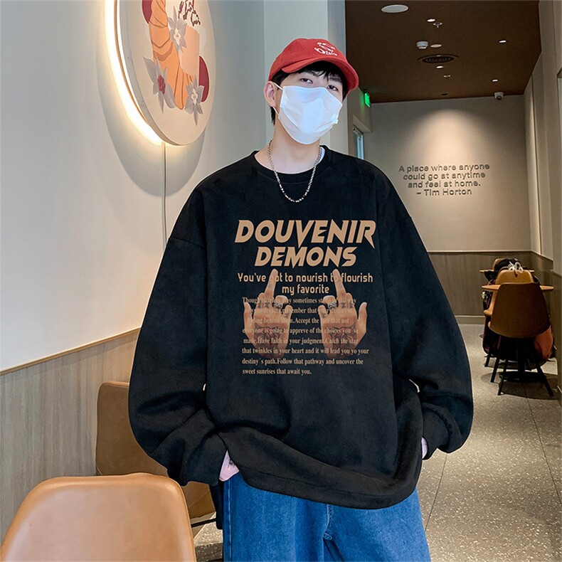 港风供抖音得物高品质直播美式麂皮绒宽松卫衣W3041P38,男装卫衣,电商C408(原B339-1)