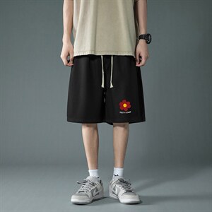 HD74257-P22 华夫格短裤男大码宽松五分裤男直筒中裤图片