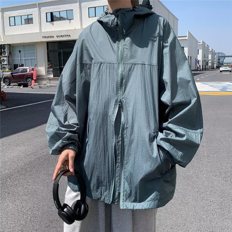 简约ins连帽风衣时尚新款长袖百搭文艺防晒衣W9236P38,男装夹克,星座1116-2