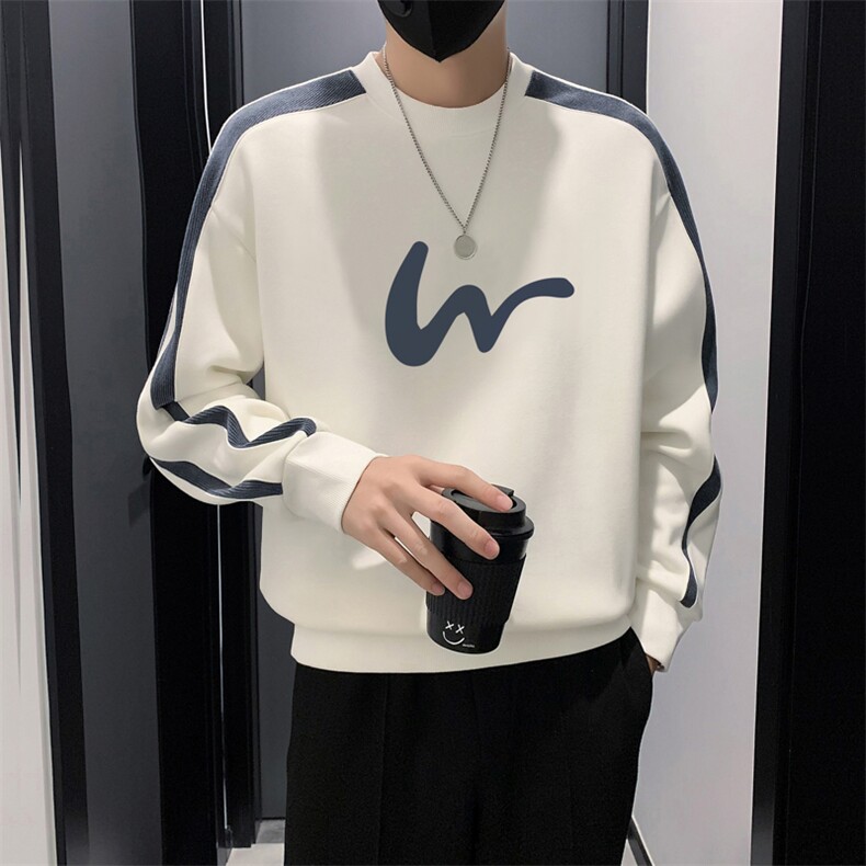 WY13121常规P58控78加绒P68控88无头风小伙风拼接印花卫衣,男装卫衣,电商B340