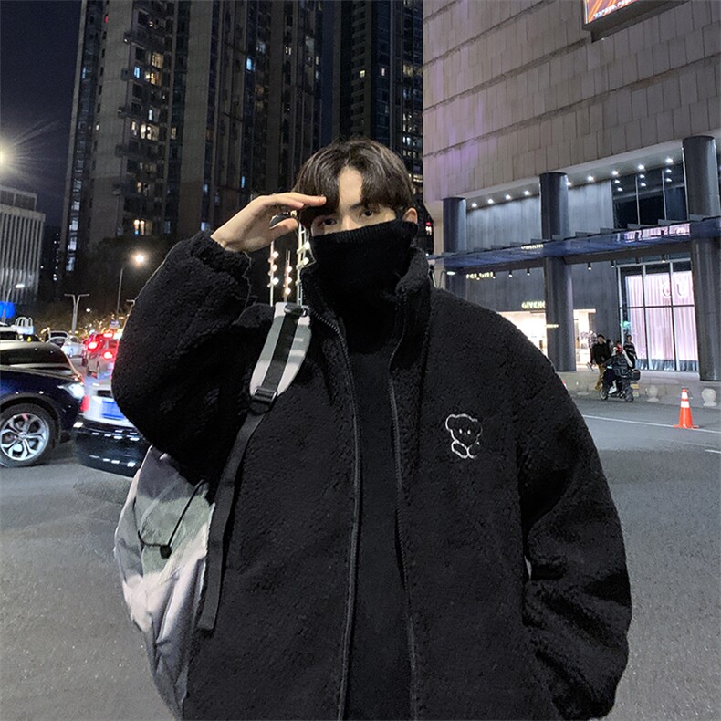 冬季新款港风羊羔毛棉衣男宽松百搭加厚情侣棉服外套W2270-P44,男装棉衣,星座512-2