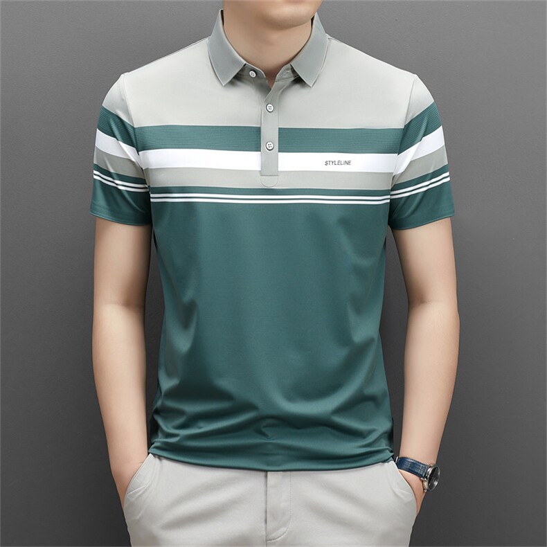 夏季短袖POLO衫中青年男装冰丝时尚百搭商务休闲t恤QS3061-P90,男装Polo衫,星座1105-3