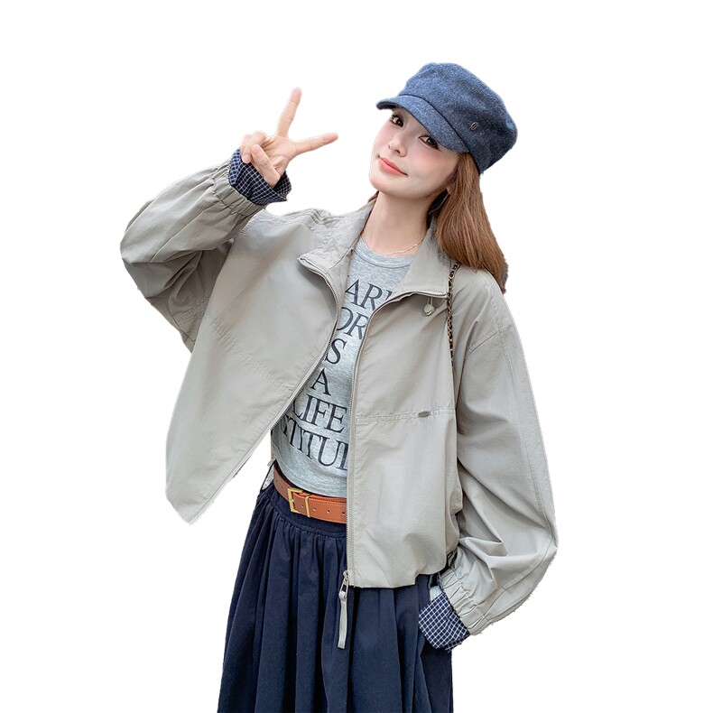 灰色又酷又飒减龄工装外套女秋季2025新款小个子巨好看的休闲夹克,女装短外套,2C126