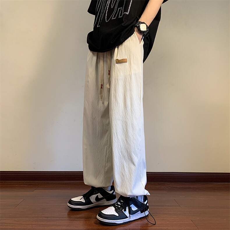 2025春夏冰丝裤直筒裤宽松休闲裤拖地裤垂感裤227-1*K833*P35控58,男装休闲裤,星座227-1