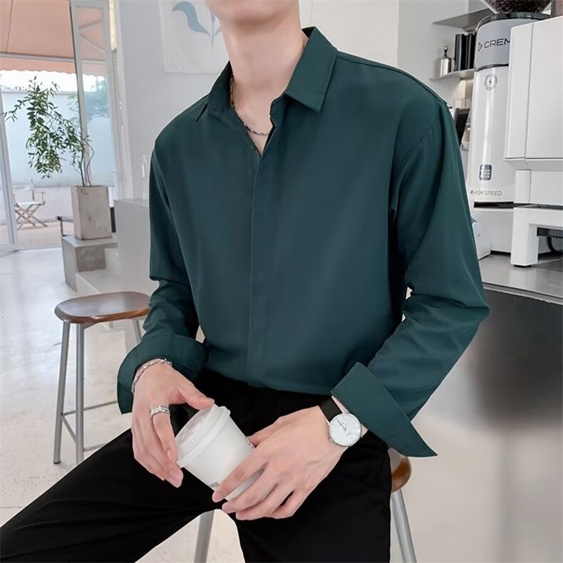 纯色慵懒ins日系衬衫长袖简约LC59P28,男装衬衫,星座1116-2
