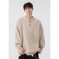 GENIOLAMODE黑色复古男生针织衫秋冬季高级感cleanfit青少年毛衣，男装针织衫/毛衣，电商A001