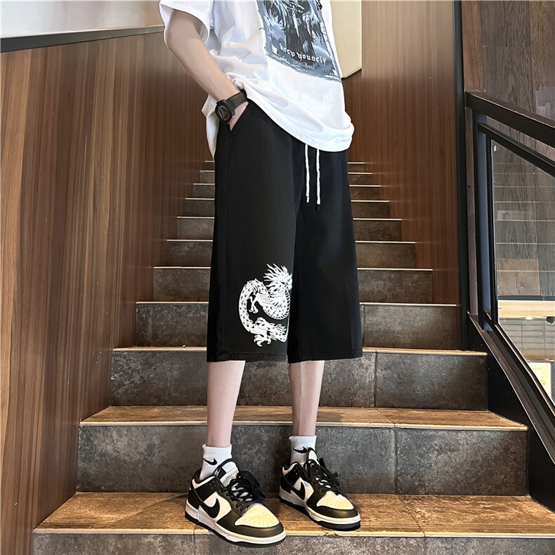 D2041-p48-控68  现货风宽松cleanfit牛仔裤七分裤黑暗图片