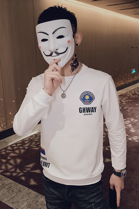 社会小伙网人潮牌印花套头卫衣T恤长袖2021春秋季新款全色29036-P55,男装卫衣,星座308A
