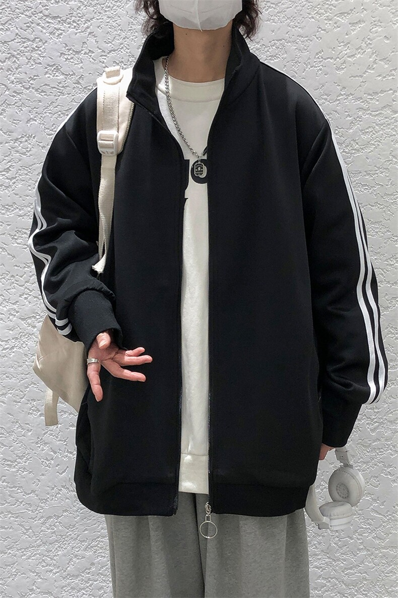 现货开衫卫衣外套男垂感运动服上衣宽松立领夹克A116P65加绒P75,男装夹克,电商A351