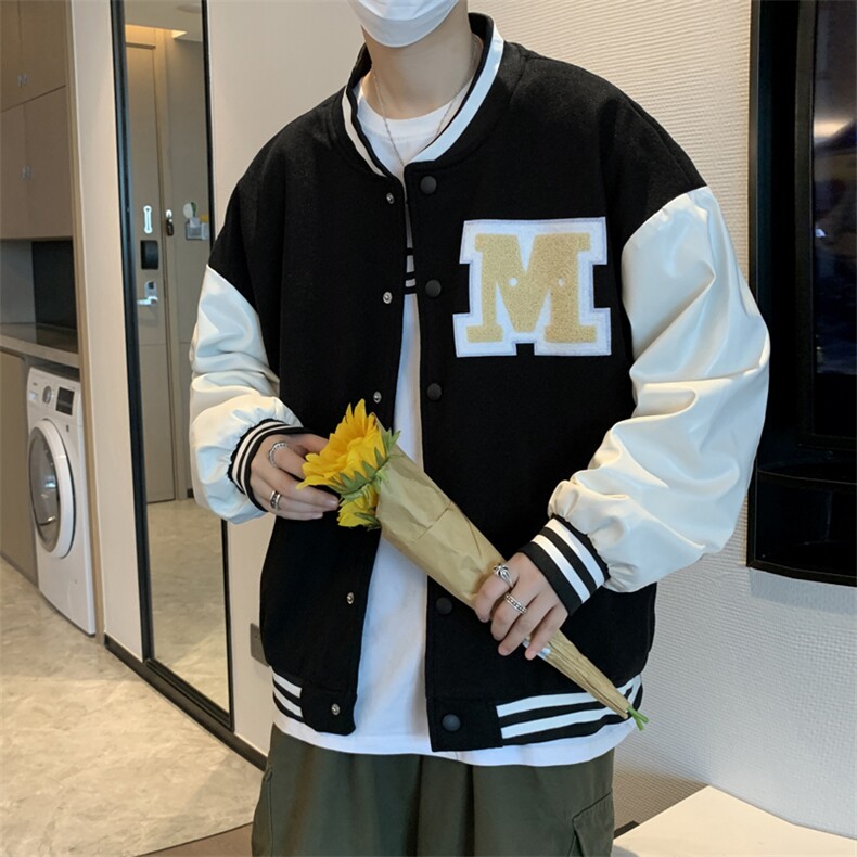 现货毛呢刺绣棒球服男港风潮2023秋冬季新款上衣夹克W2357-P58,男装夹克,星座512-2