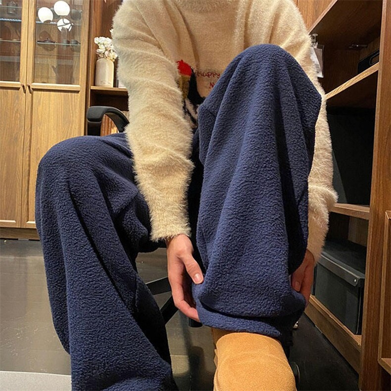 美式摇粒绒裤子男冬季潮牌宽松加绒加厚保暖棉裤直筒休闲长裤,男装棉衣,星座506A