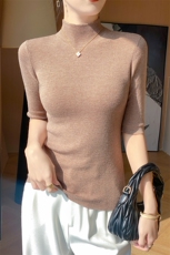 半高领打底衫女2024新款内搭显瘦软糯百搭纯色针织衫，女装羊毛衫，朝思羊绒