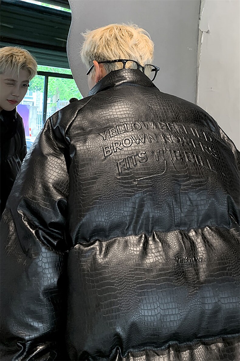 港风鳄鱼纹钢印字母图案设计大码休闲潮流棉衣男MY77727P128控168,男装棉衣,星座227-7