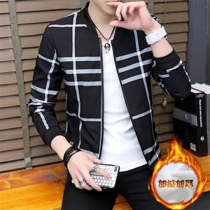 秋冬男士夹克加绒加厚韩版修身冬衣服潮流青少年外套H610-P40图片