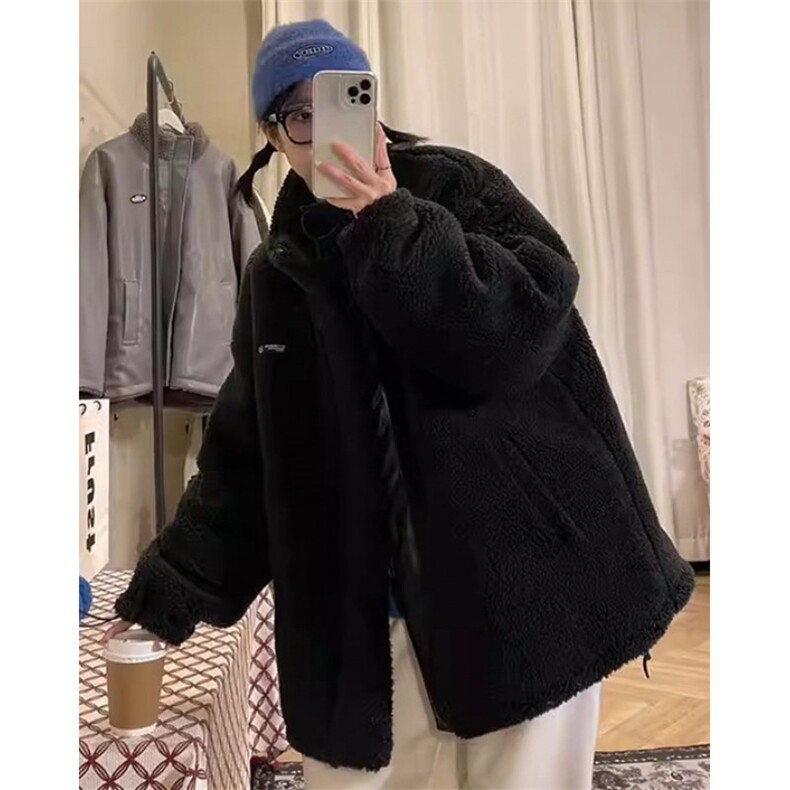 pu皮羊羔毛外套男女冬加厚两面穿棉服韩版宽松ins棉袄潮M8005,男装皮衣,星座1116A（原606A-3）