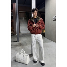 1506A/GS50500/P92红色豹纹毛领派克棉服男款冬季，男装棉衣，星座1506A