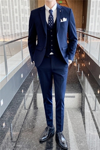 西服套装男士三件套商务职业正装小西装韩版修身伴郎新郎结婚礼服图片