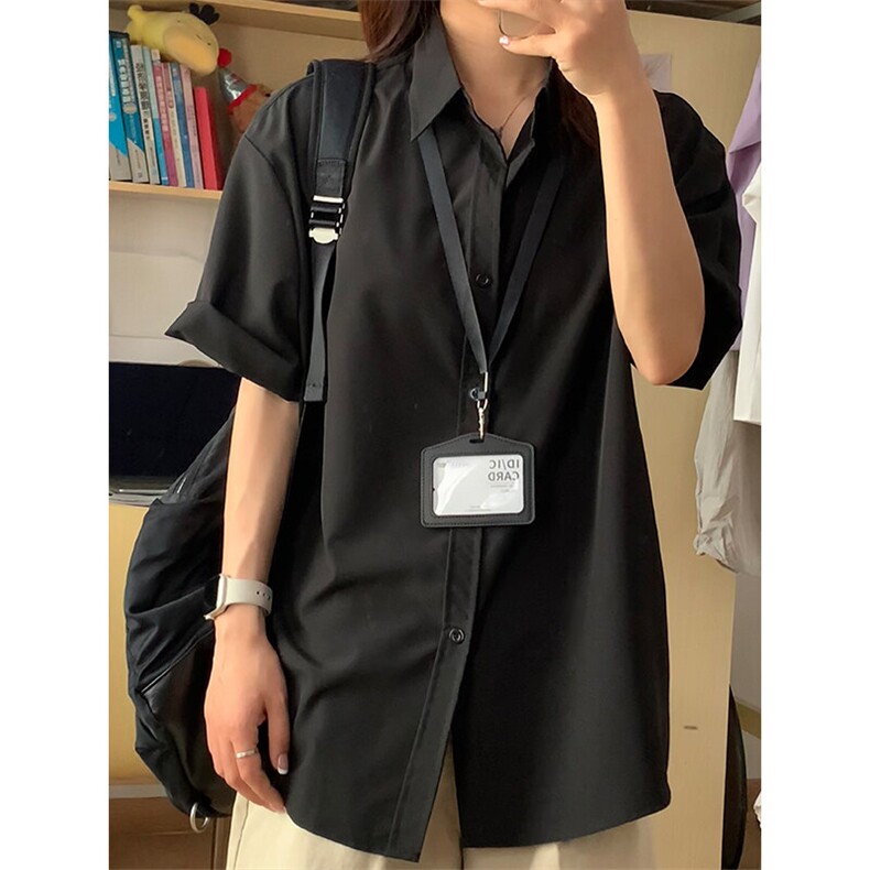 薄款冰丝短袖衬衫男简约纯色垂感休闲痞帅衬衣CS288-P20,男装T恤,星座301C-5