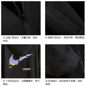KS21259-P38连帽开衫卫衣男运动外套大码班服 砖墙图片