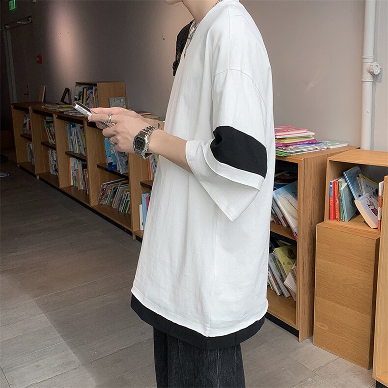 夏季套装男半袖t恤男圆领宽松套装春夏季新款美式潮流短袖体恤,男装T恤,星座1013