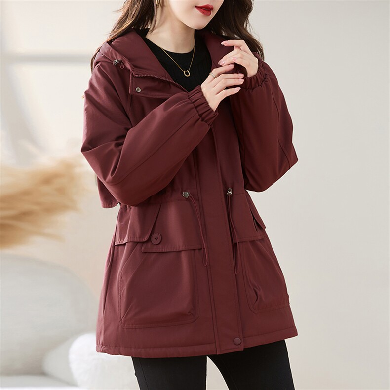现货！2024冬季新款棉衣女安可拉红加绒棉服外套,女装棉衣/棉服,慕咨