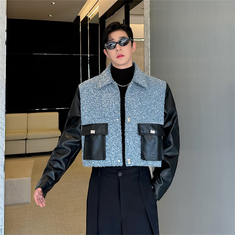 秋冬重磅面料拼色小香风短款潮流设计，男装夹克，星座1111（原C206）