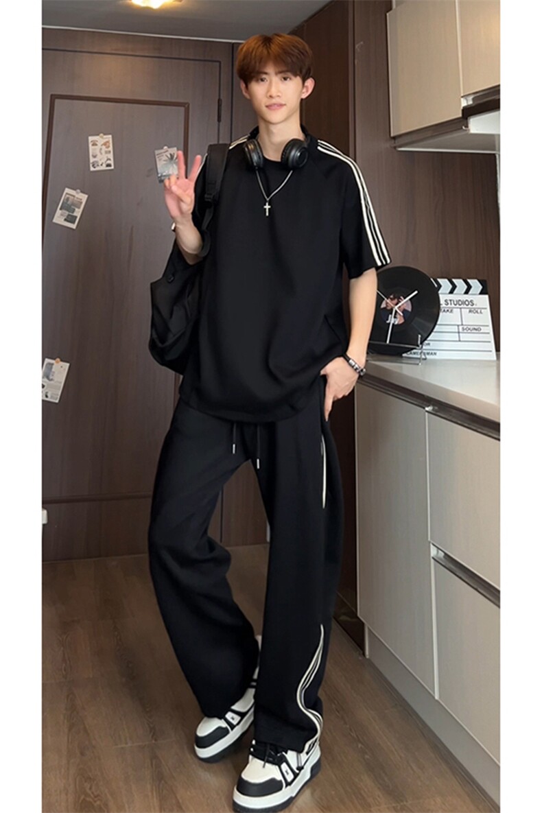 夏季纯色运动休闲套装T3666上衣特批P29控58-K8623裤子特批36控69,男装休闲套装,电商A007