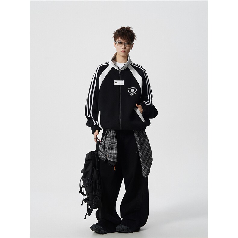 WY10190-特P60420g重磅-高品质-条纹设计感大码保暖卫衣外套男,男装棉衣,电商A059