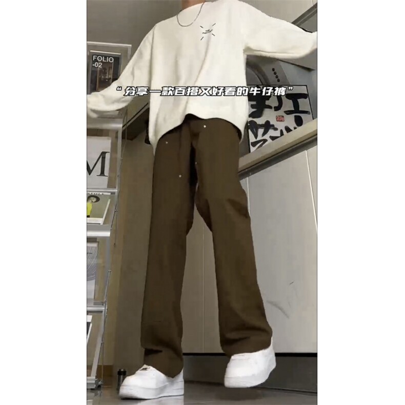 伐木裤咖啡工装美式男高街宽松直筒休闲裤cleanfit裤子GJ301 P45图片