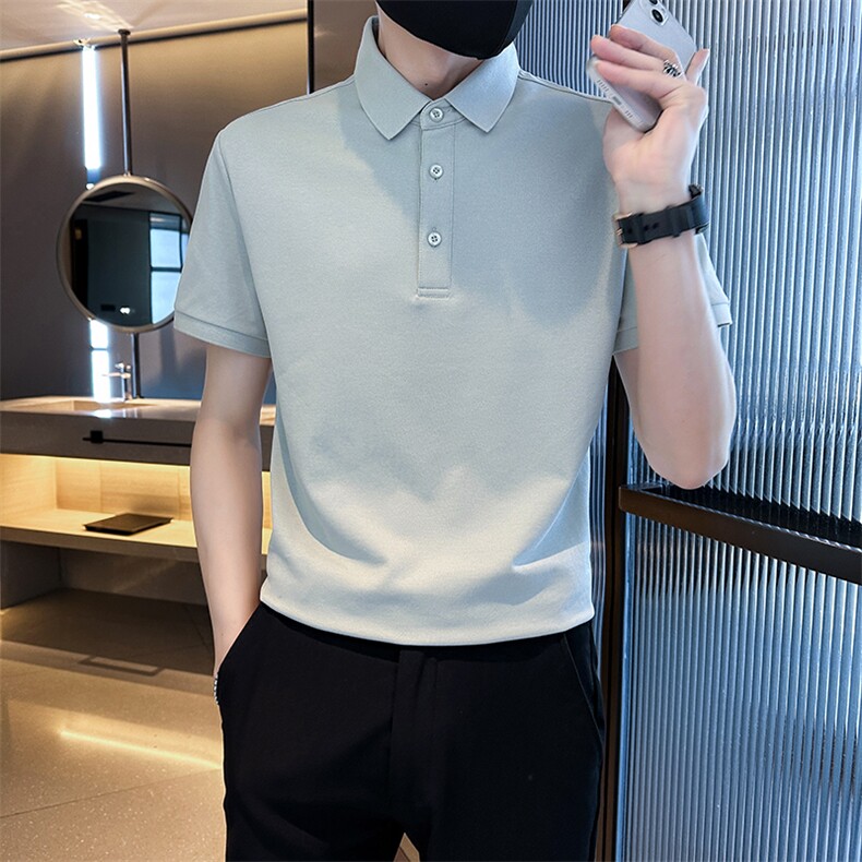 常年款品质纯色光版翻领短袖polo衫男潮牌夏季t恤修身T0257-特P40,男装T恤,电商D342