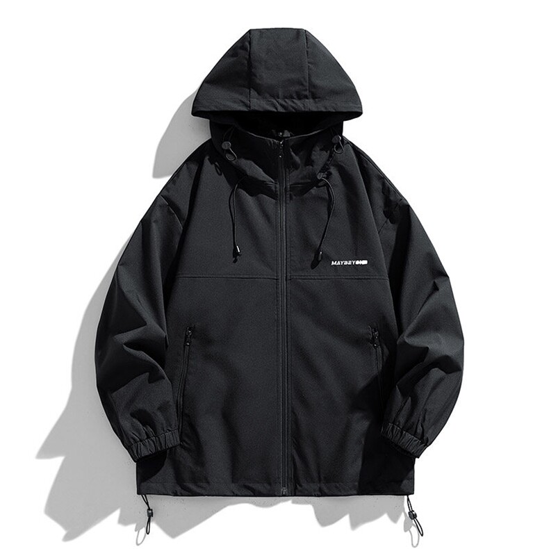 冲锋衣连帽夹克男宽松落肩纯色上衣外套DSA157B-JK727-P58,男装夹克,电商A157B