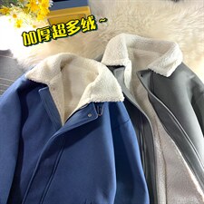 @地毯风 呢料港风ins纯色加厚羊羔毛短款保暖棉衣 A071-089-P125图片