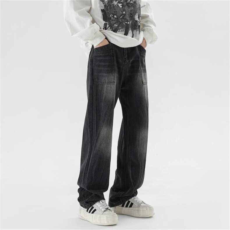 XZ221-1高品质高街复古水洗直筒设计感休闲牛仔裤K910-P55控78，男装牛仔裤，星座221-1