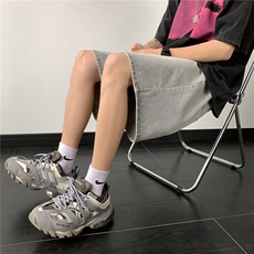 牛仔短裤男夏季薄款直筒宽松烟灰色休闲高级感潮牌篮球运动五分裤，男装牛仔裤，四季星座505