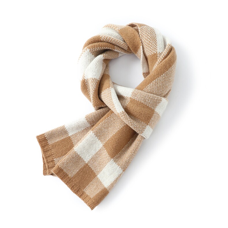 秋冬季羊毛保暖轻盈经典格子纹时尚百搭围巾，围巾，品卓羊绒