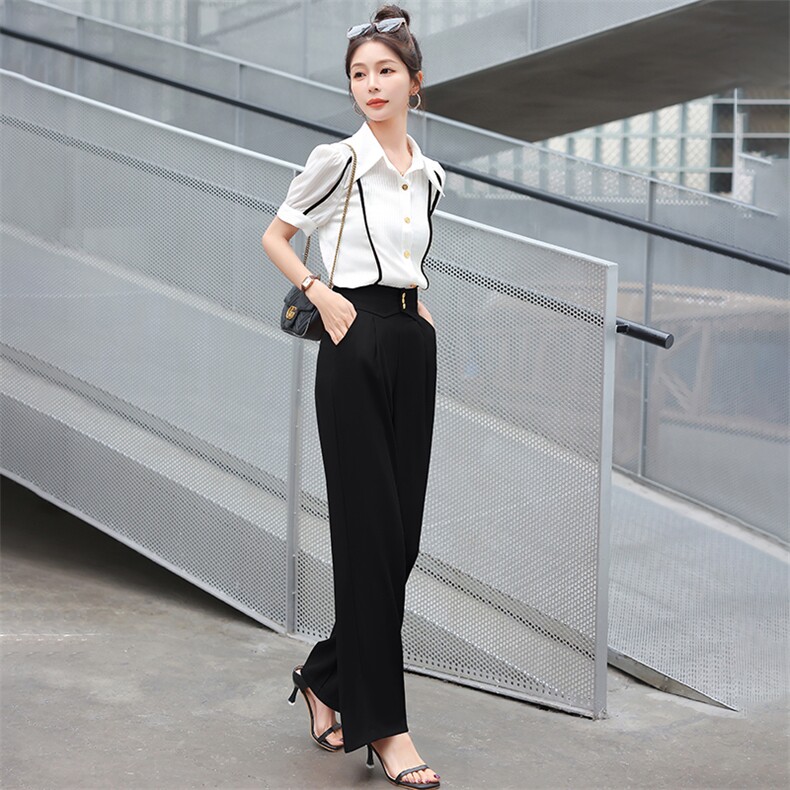 阔腿裤拼接套装2023年夏装新款百搭时尚大方个性气质显瘦两件套,女装套装/套裙,米雪儿