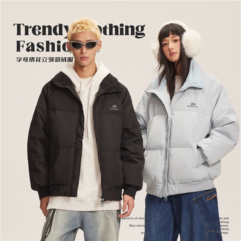 2025冬款字母绣花立领羽绒服-5662-368，男装羽绒服，电商S012（CATTEE）
