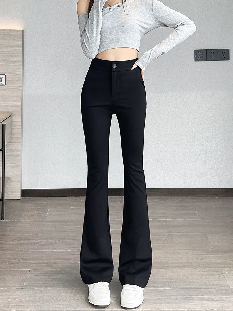 微喇西装裤女秋冬新款黑色裤子高级感垂感显瘦小个子喇叭裤,女装休闲裤,云美莎专业女裤-全店现货