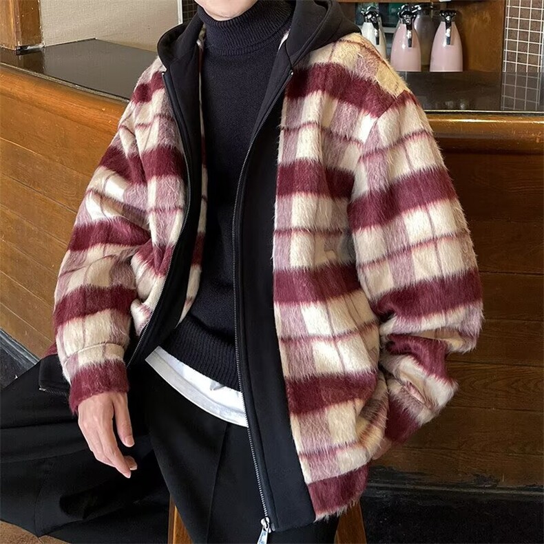 W1036-P63流行文艺男士外套秋季2025新款小香风格子,女装短外套,电商B323A