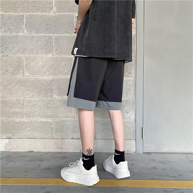 夏季新款休闲短裤男潮牌ins宽松直筒假两件五分裤子韩版D6633-P25,男装休闲裤,星座1008-1
